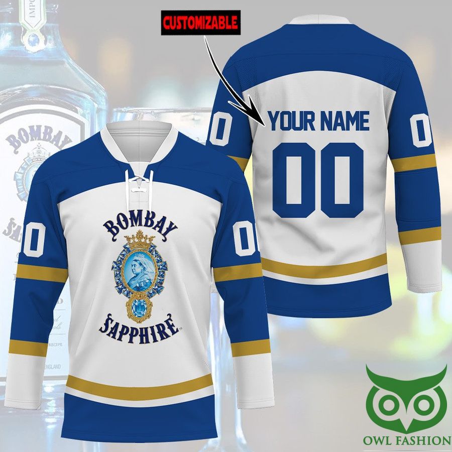 Bombay Sapphire Gin Custom Name Number Hockey Jersey