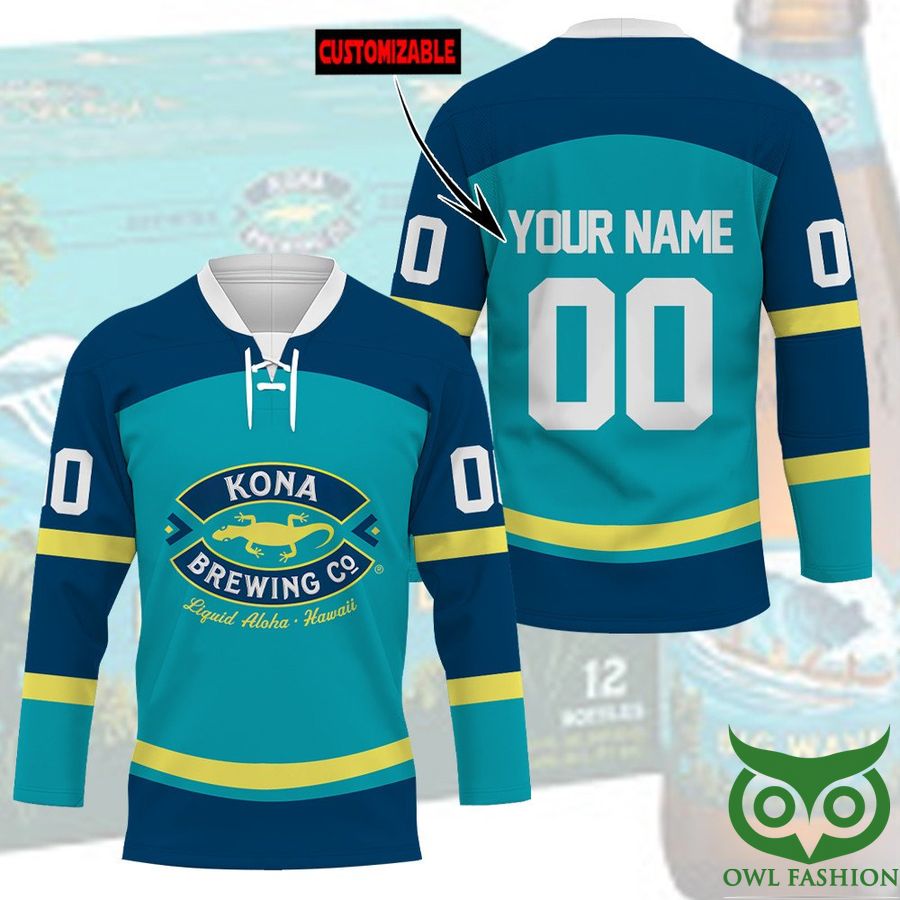 Custom Name Number Kona Brewing Beer Hockey Jersey