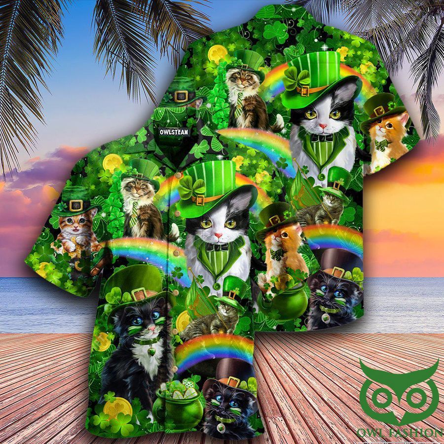 Irish Saint Patricks Day Cats Shamrocks Edition Hawaiian Shirt