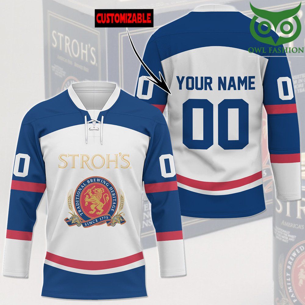 Stroh's Custom Name Number Hockey Jersey 