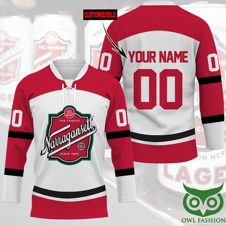 4 Custom Name Number Narragansett Lager Hockey Jersey