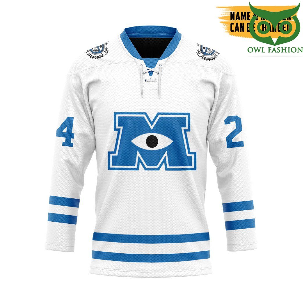 77 3D Monsters Uni White Ver Custom Name Number Hockey Jersey