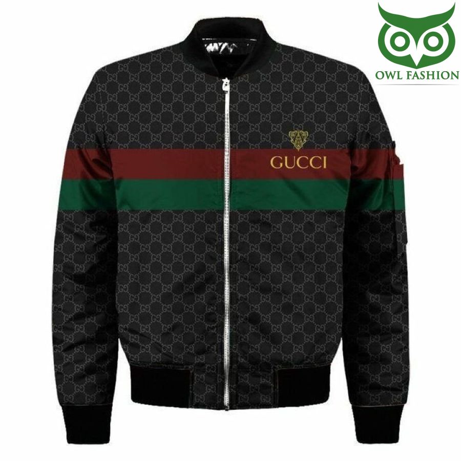 133 Gucci black and green 3D bomber jacket