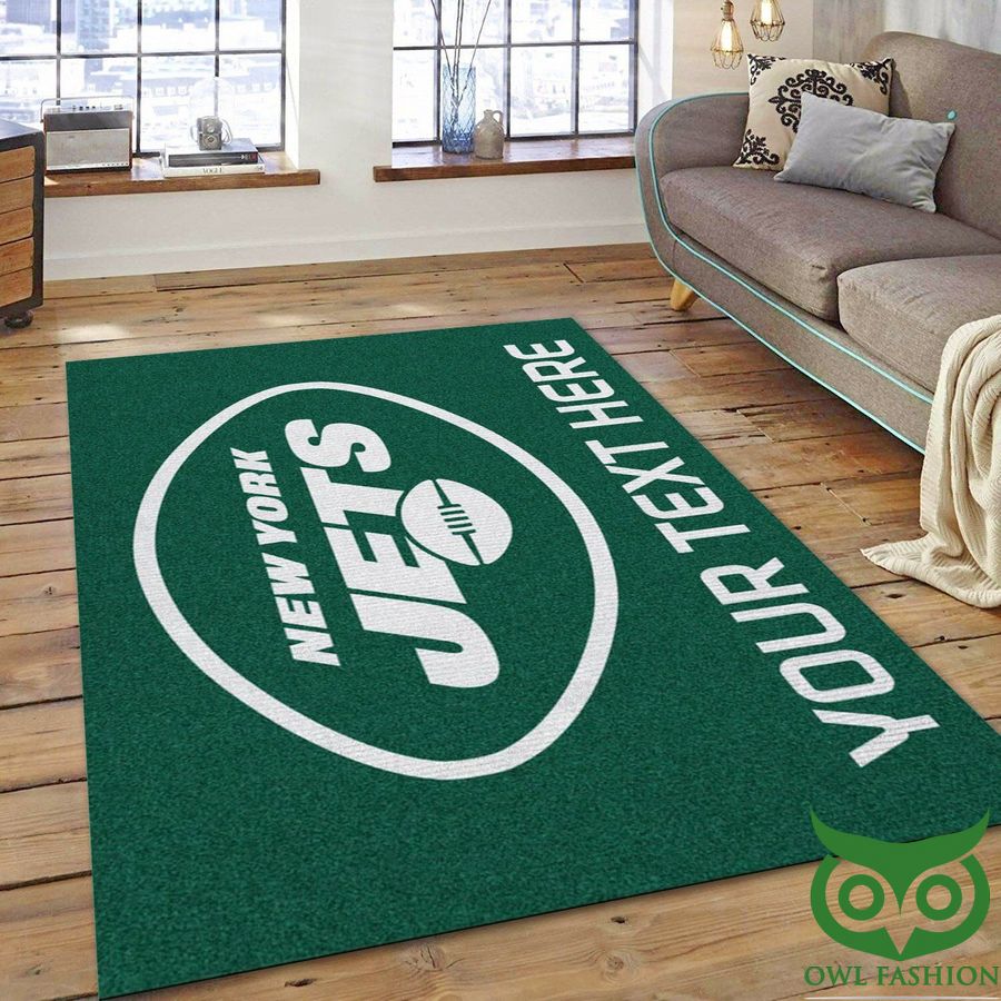 218 Customized New York Jets NFL Team with Ball Green Carpet Rug