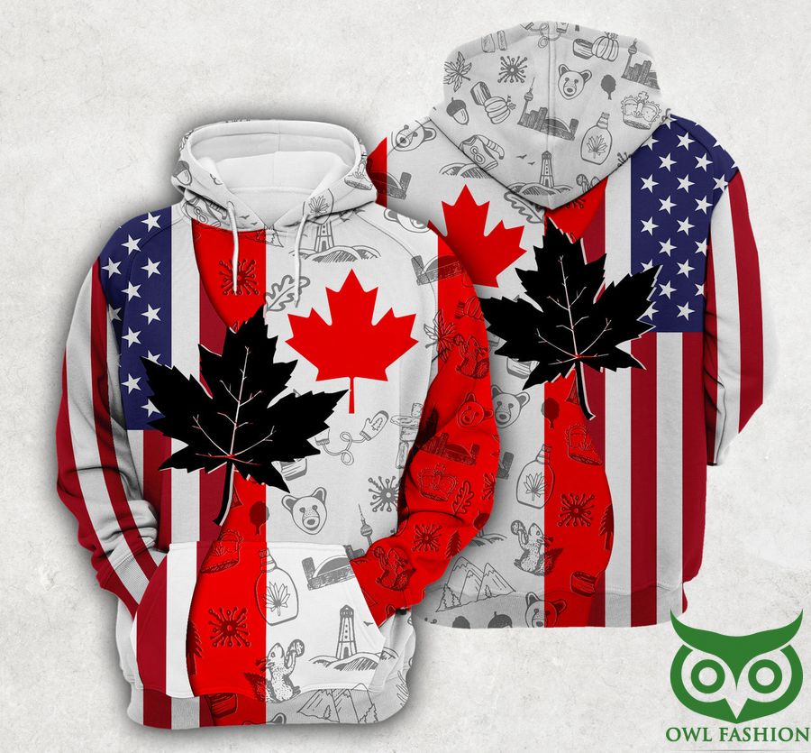 Canada Flag And Symbols Dual Citizen Hoodie