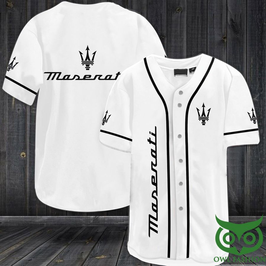 MASERATI Black and White Baseball Jersey Shirt 