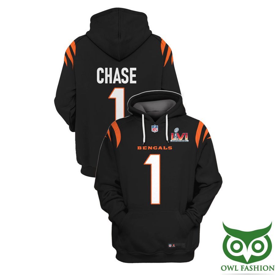 NFL Cincinnati Bengals Ja'Marr Chase 1 Black and Orange 3D Shirt