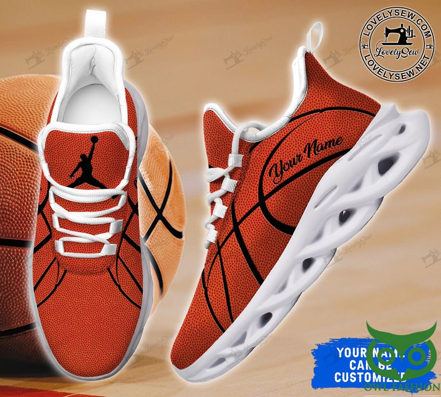 Custom Name Person Playing Basketball Icon Red Max Soul Shoes