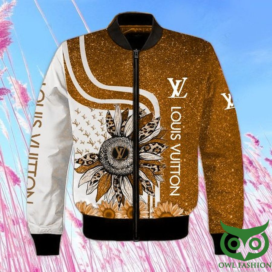 Luxury Louis Vuitton White with Twinkle Yellow and Sunflowers Bomber Jacket
