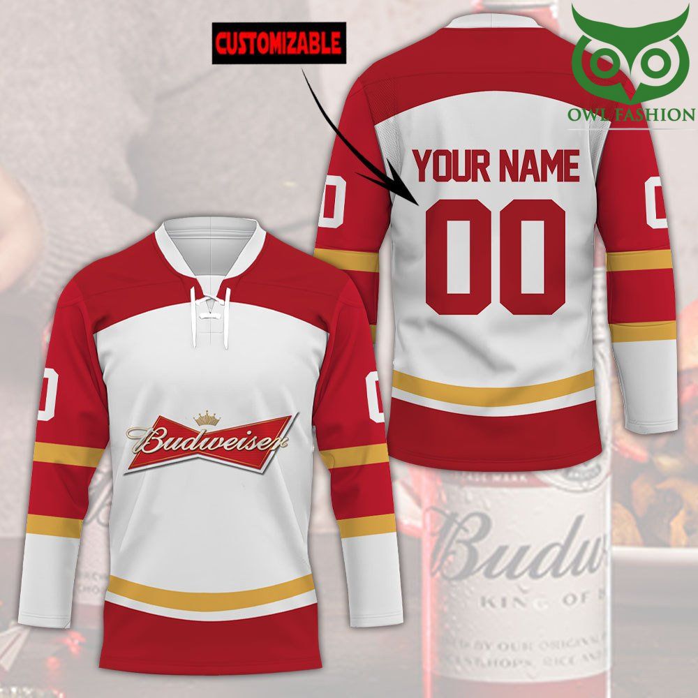 Budweiser Custom Name Number Hockey Jersey 