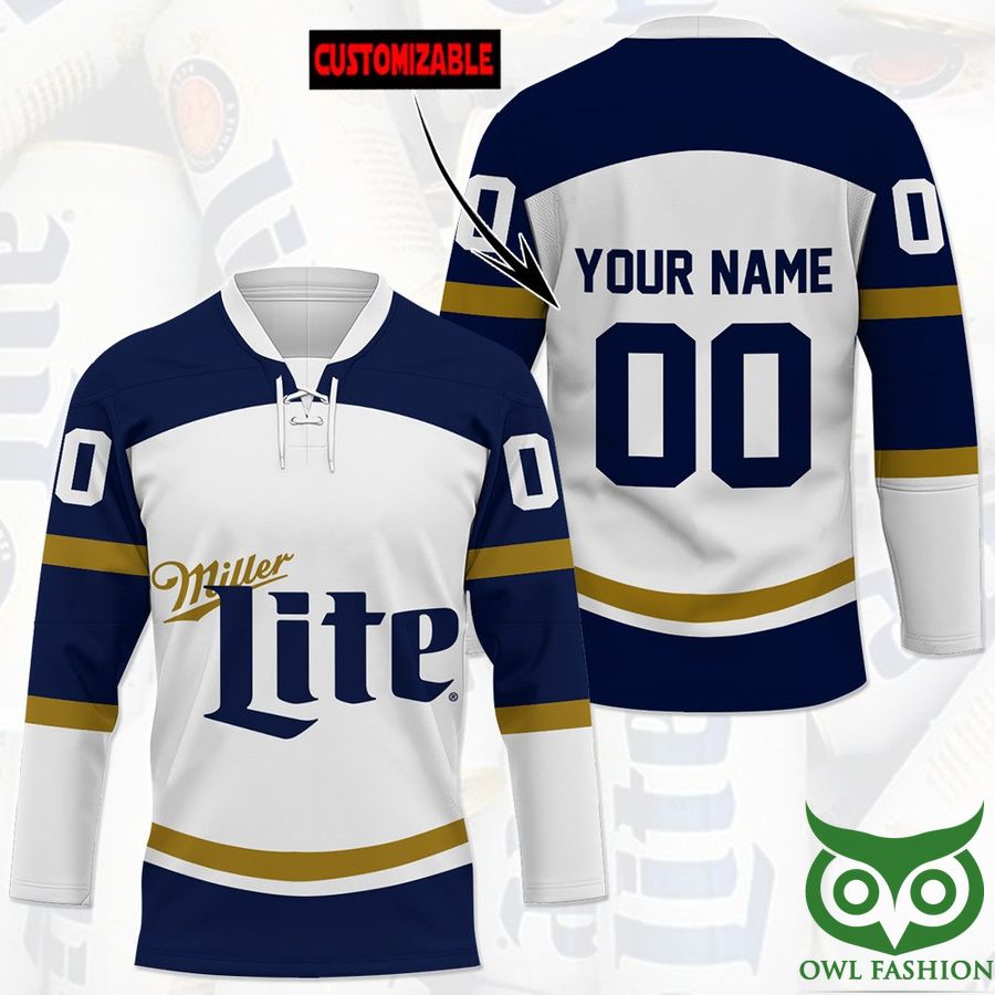 Miller Lite Beer Custom Name Number Hockey Jersey