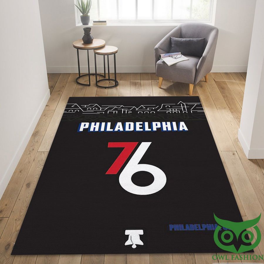 Nba Philadephia 76ers Area NBA White Black Carpet Rug