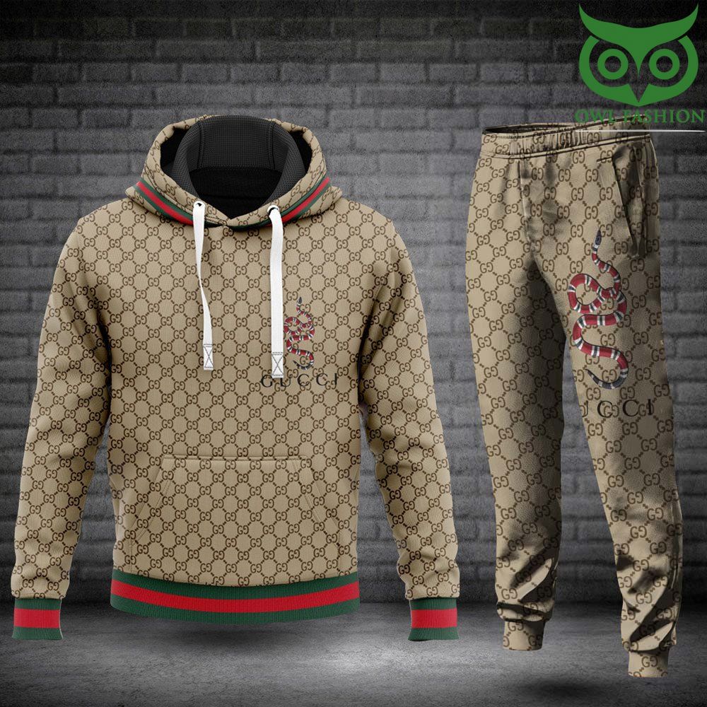 Gucci red snake on one side hoodie and pants set