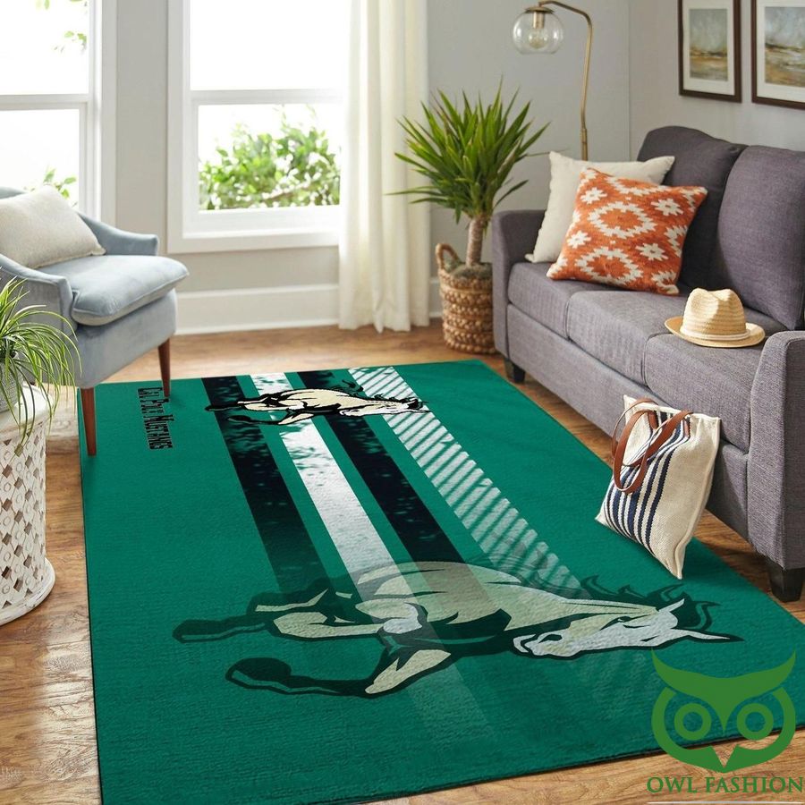Cal Poly Mustangs NCAA Team with Horses Turquoise Carpet Rug