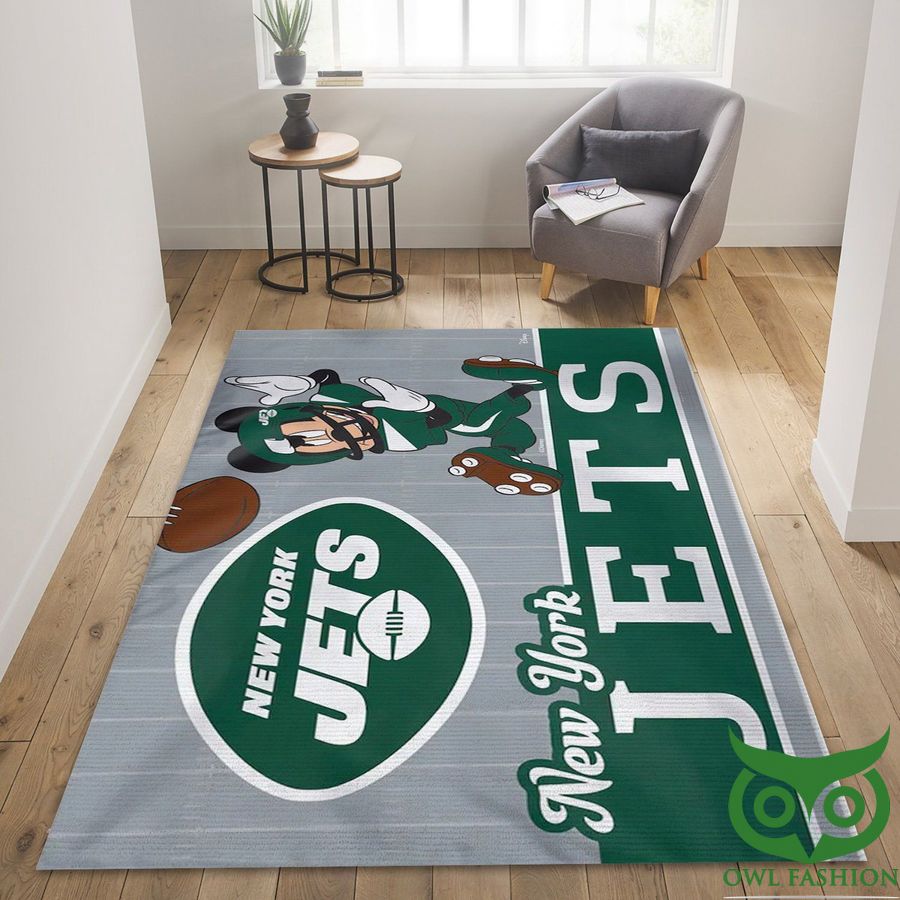 NFL New York Jets Team Green and Gray with Mickey Carpet Rug