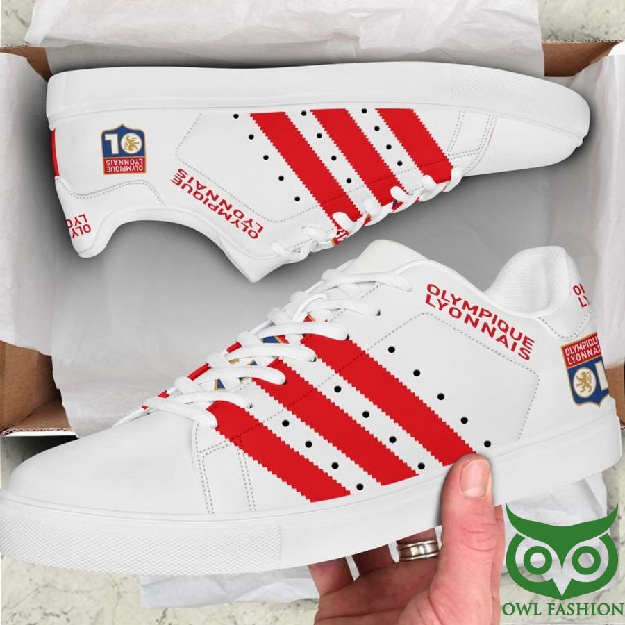Olympique Lyonnais Football Red and White Stan Smith Shoes Sneaker