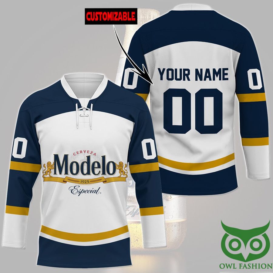 Custom Name Number Cerveza Modelo Beer Hockey Jersey