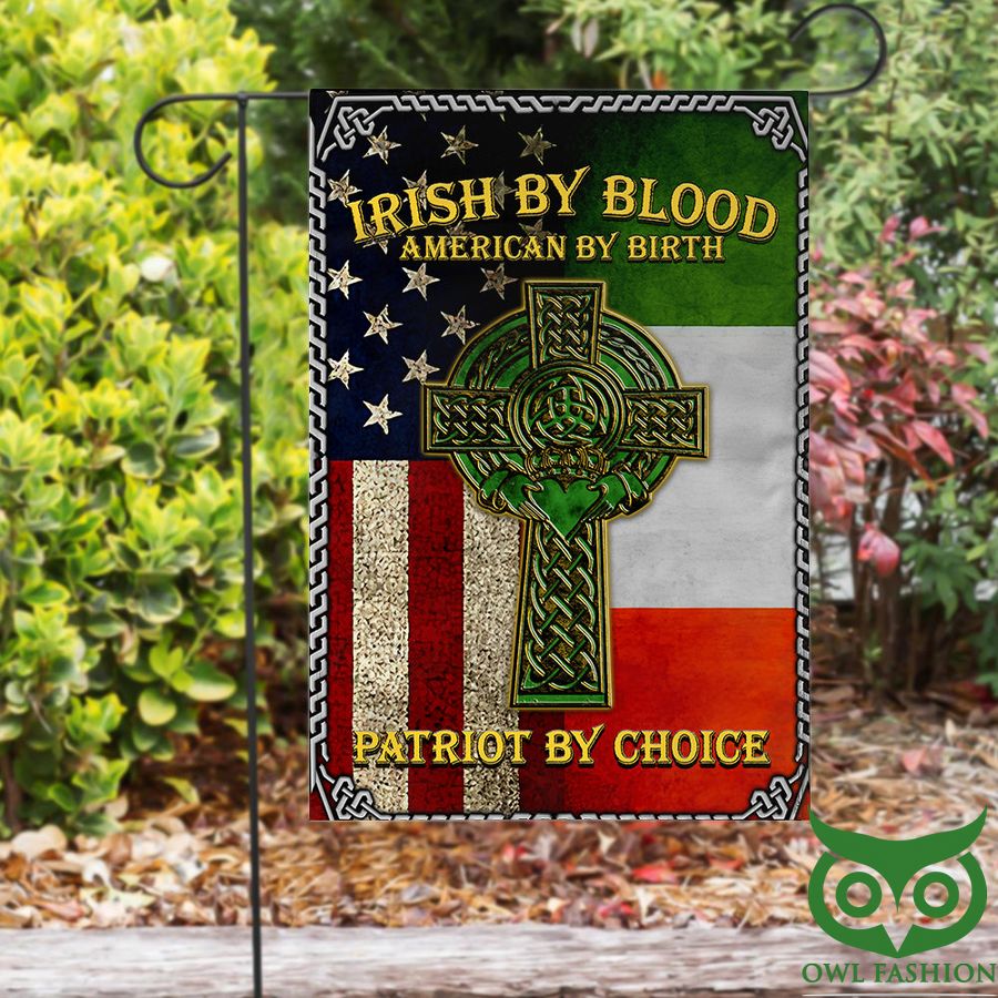 Irish By Blood America By Birth Patriot By Choice Countries Flag Cruficix St.Patrick's Day Garden Flag