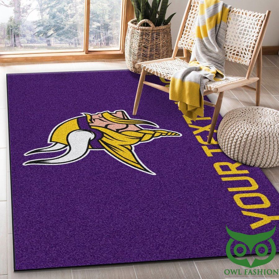 Customized Minnesota Vikings NFL Purple and Yellow Carpet Rug