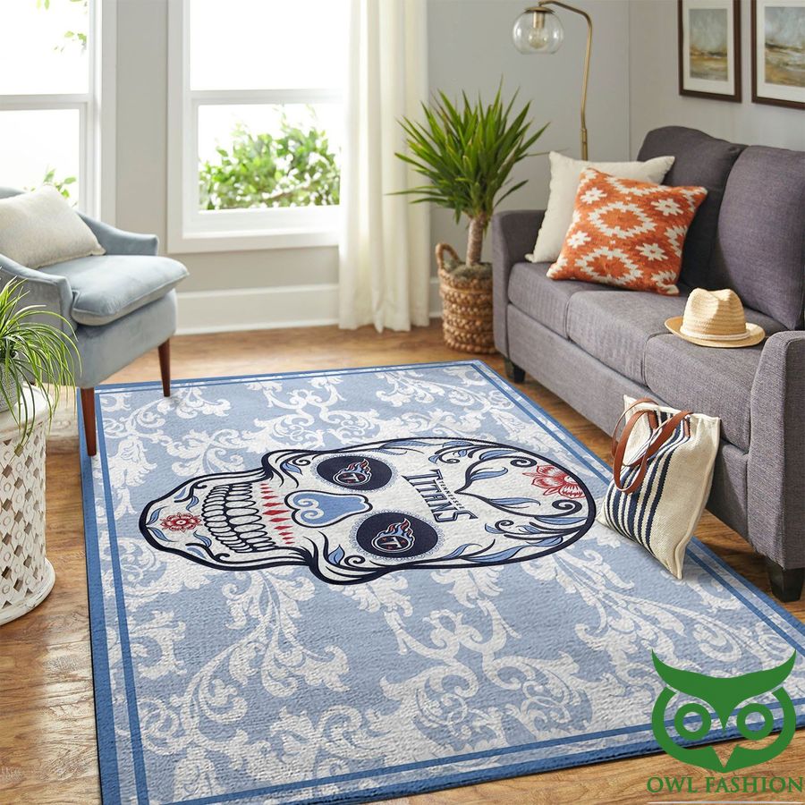 Tennessee Titans NFL Team Logo Skull Flower Carpet Rug