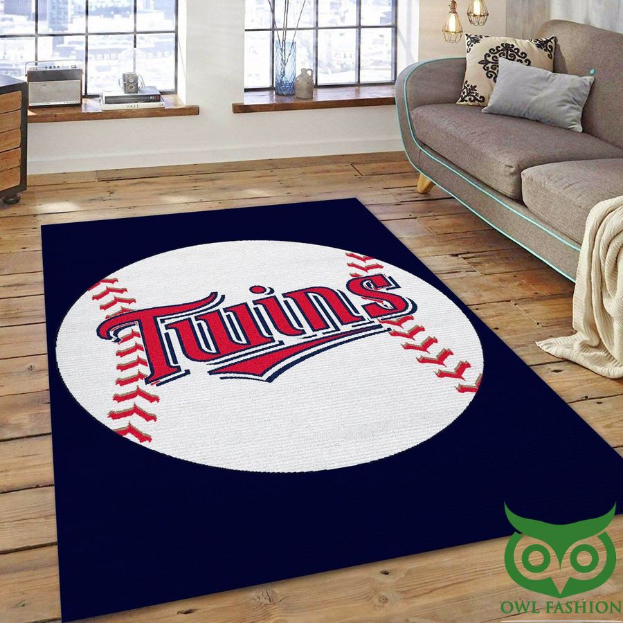 Minnesota Twins MLB Black and White with Logo Center Carpet Rug