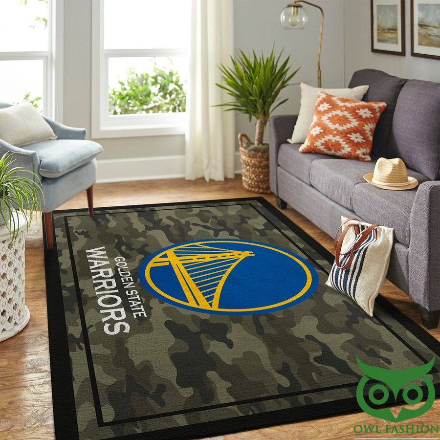 Golden State Warriors NBA Team Logo Camo Style Carpet Rug