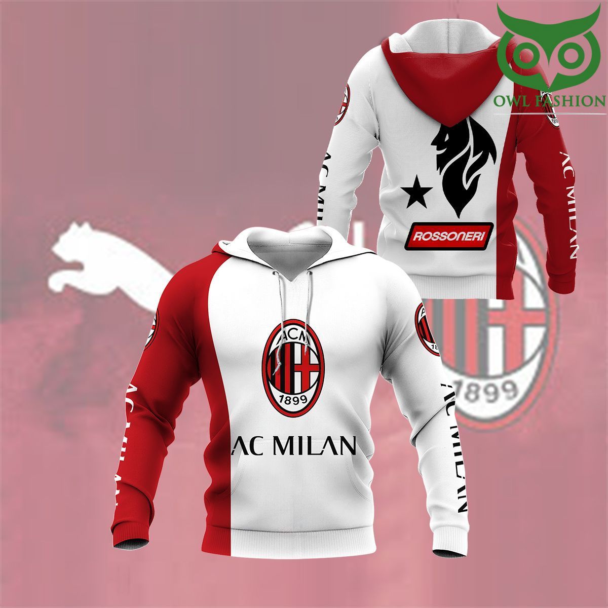 AC Milan white 3D All Over Printed shirt