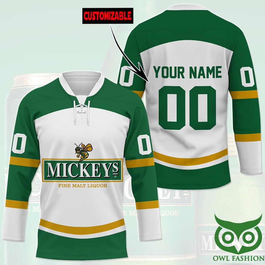 Custom Name Number Mickey's Beer Fine Malt Liquor Hockey Jersey