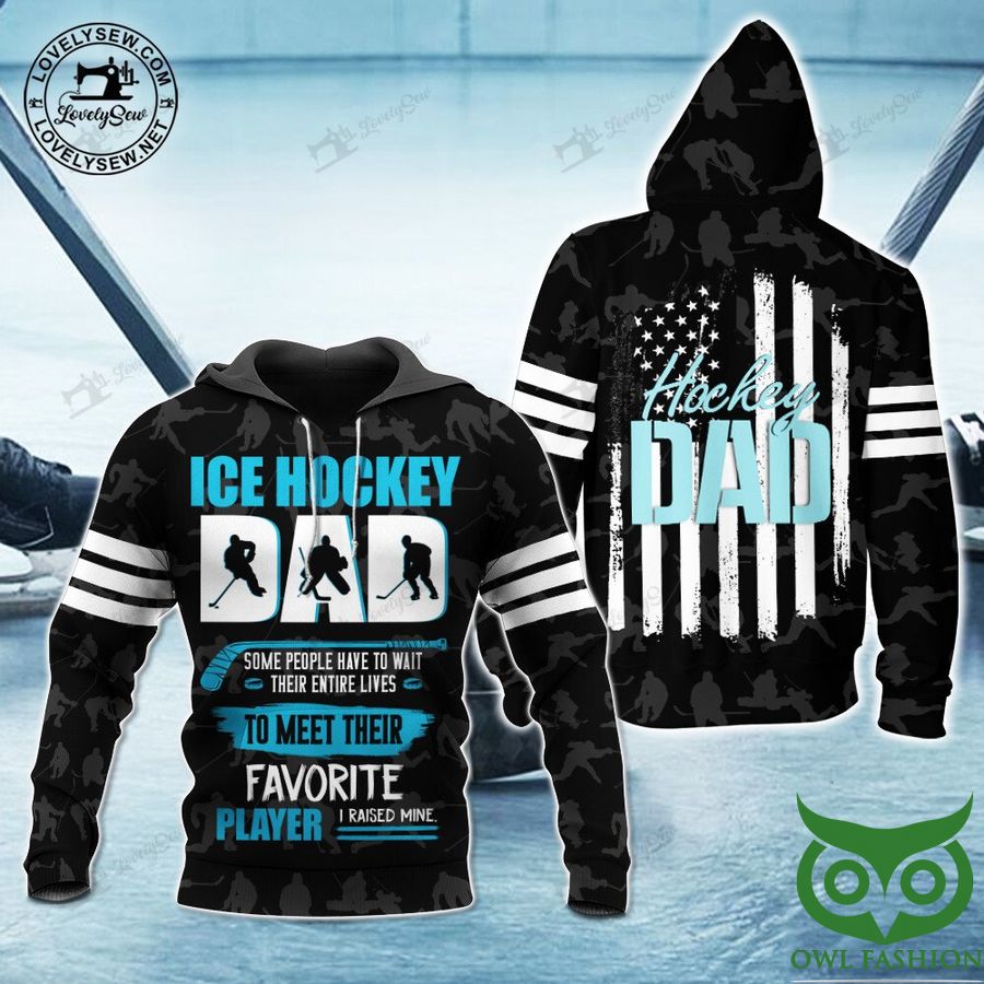 Ice Hockey Dad Black and Blue and White 3D Shirt