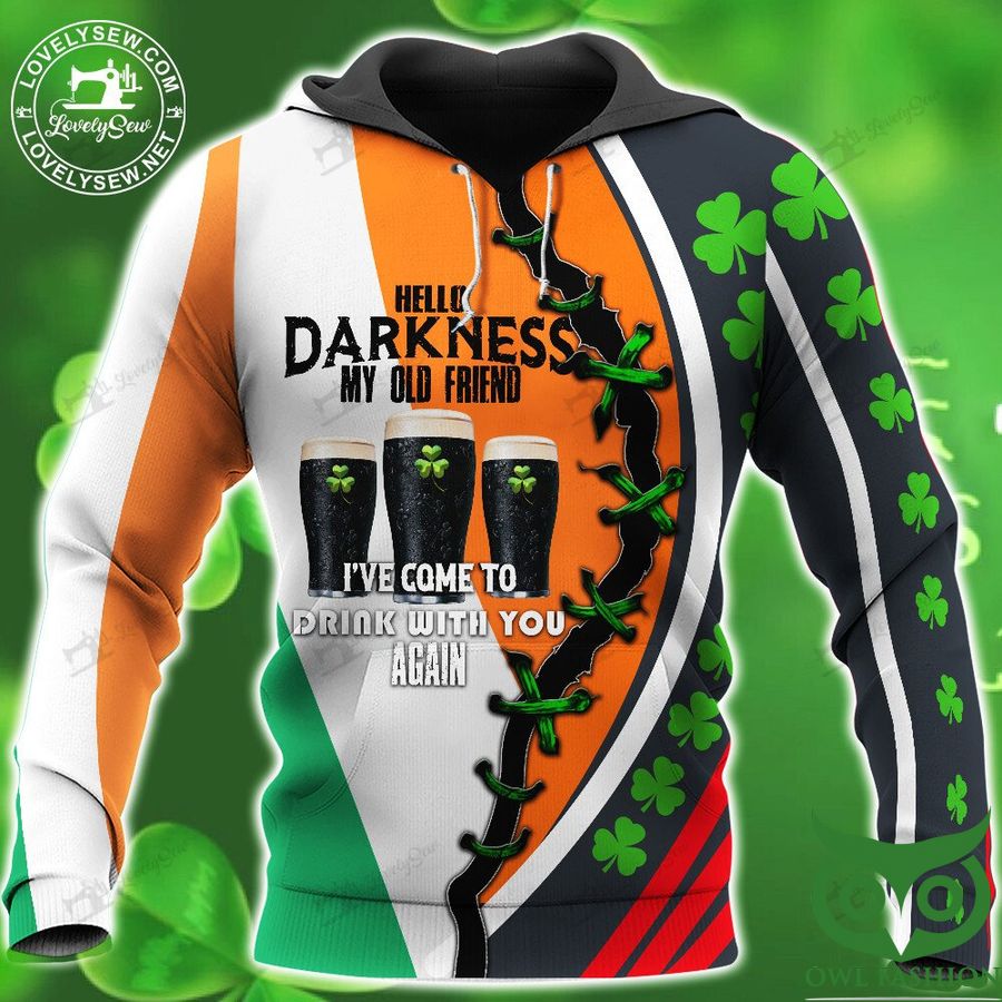 Irish DarkBeer Hello Darkness Green and Orange and White 3D Shirt 