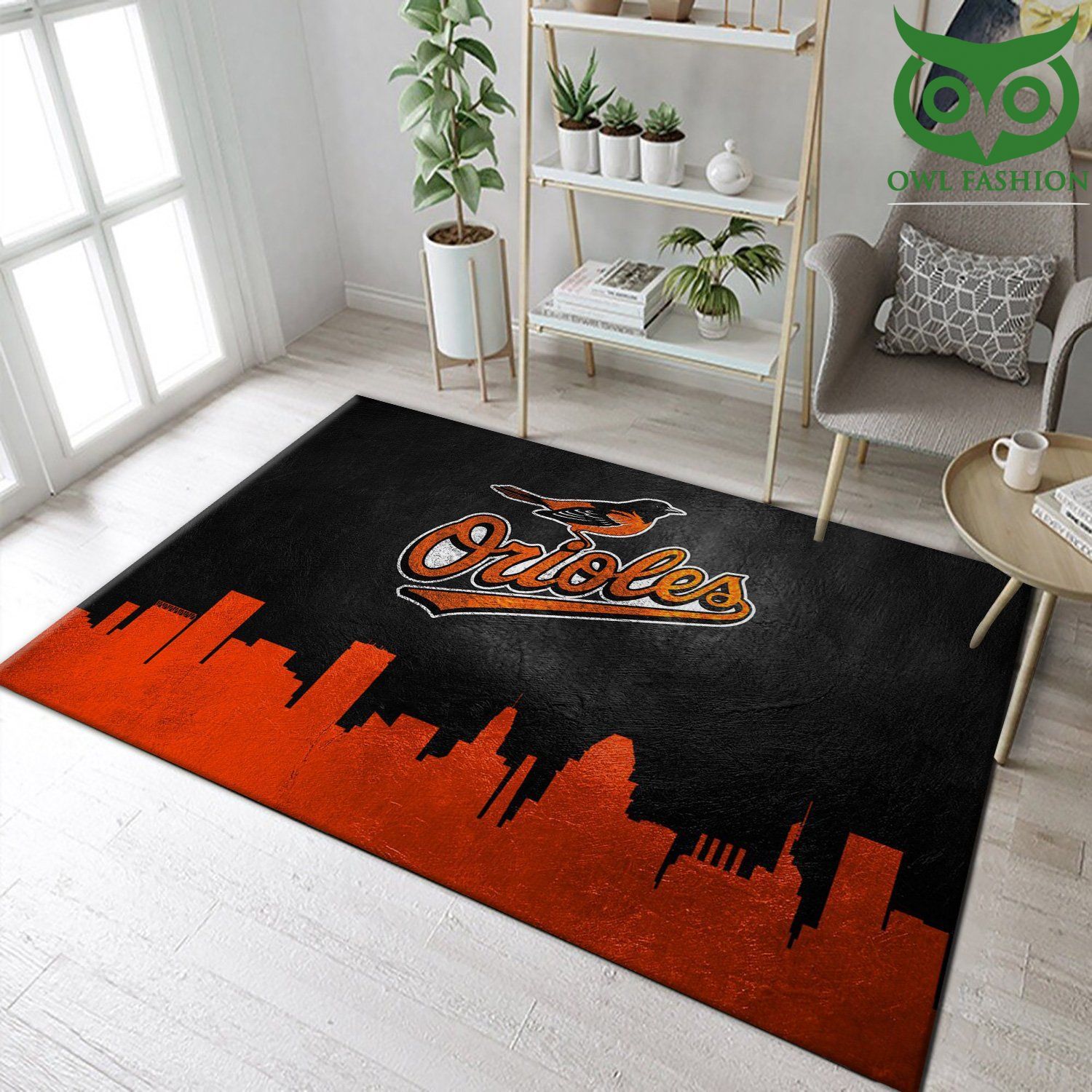 Baltimore Orioles Skyline MLB Team Carpet Rug 