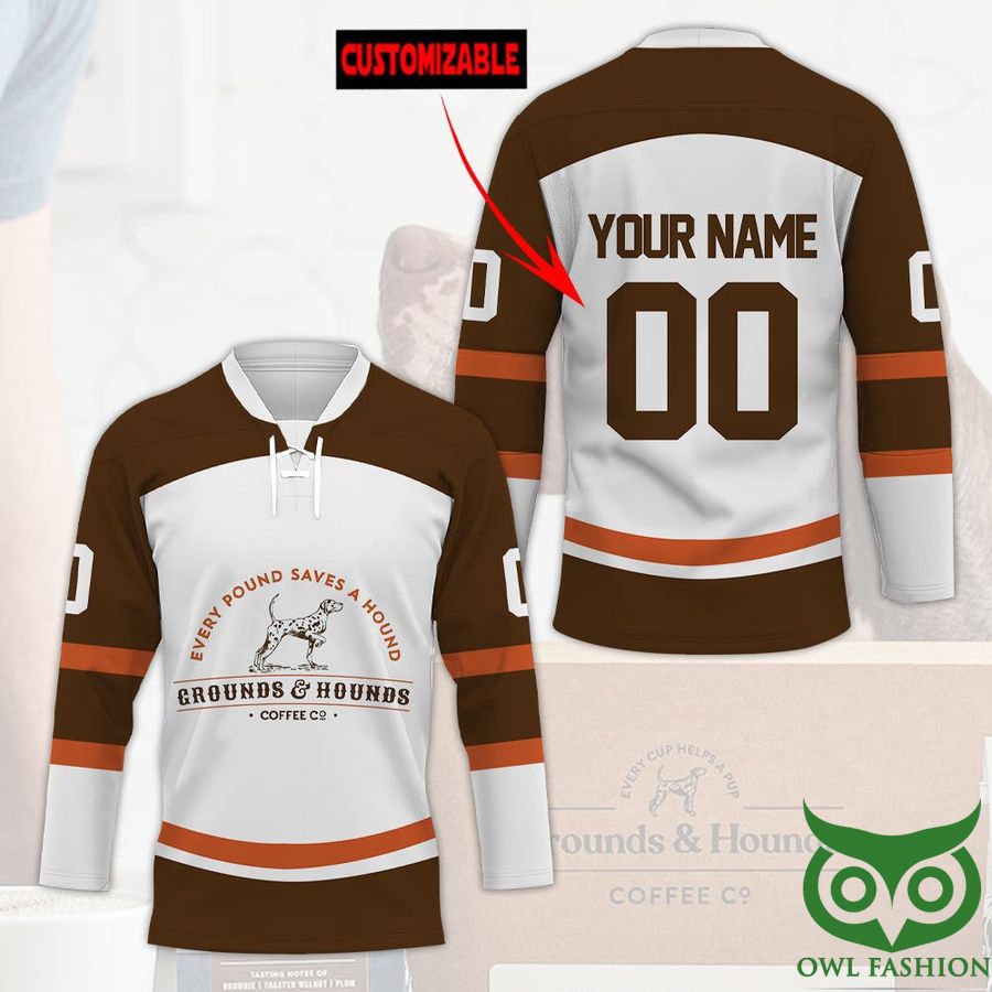 Custom Name Number Grounds and Hounds Coffee Hockey Jersey
