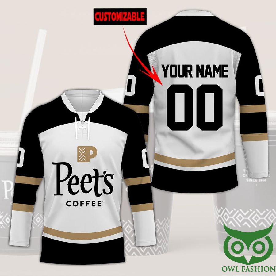 Custom Name Number Peet's Coffee Hockey Jersey
