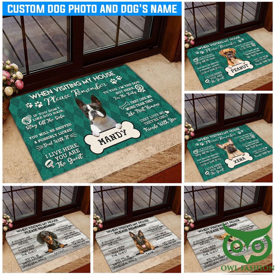 Custom Name and Photo Dog When Visiting My House Doormat 