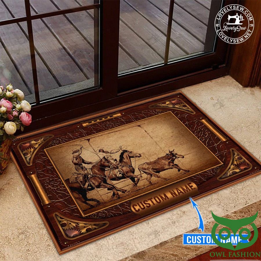 71 Customized Team Roping with Pattern Around Doormat