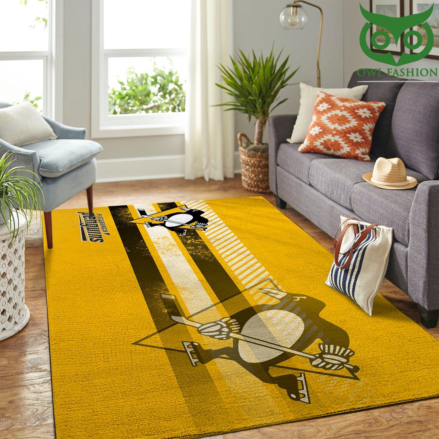 Pittsburgh Penguins Nhl Team Logo Home Decor Rectangle Carpet Rug 