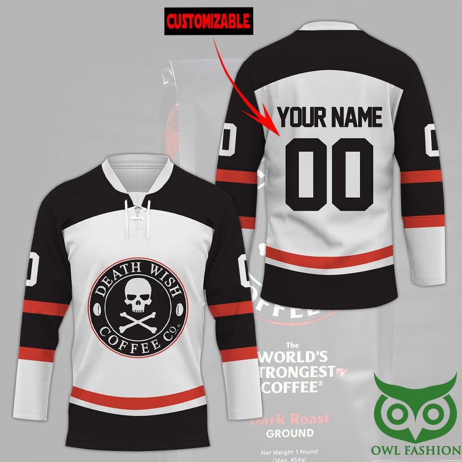 Custom Name Number Death Wish Coffee Hockey Jersey