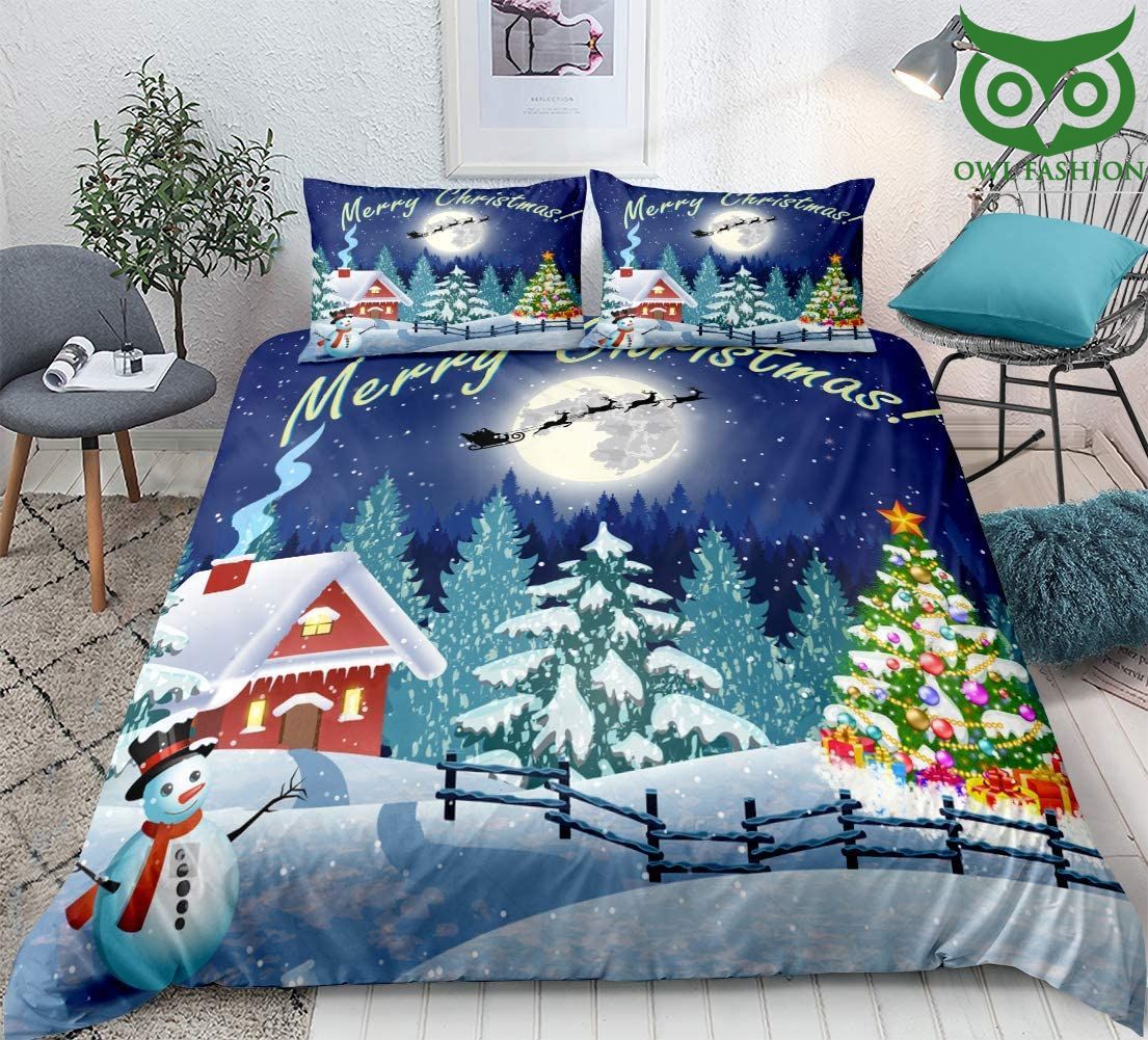 Snowman bedding set Cartoon Colorful Christmas Trees Snowman