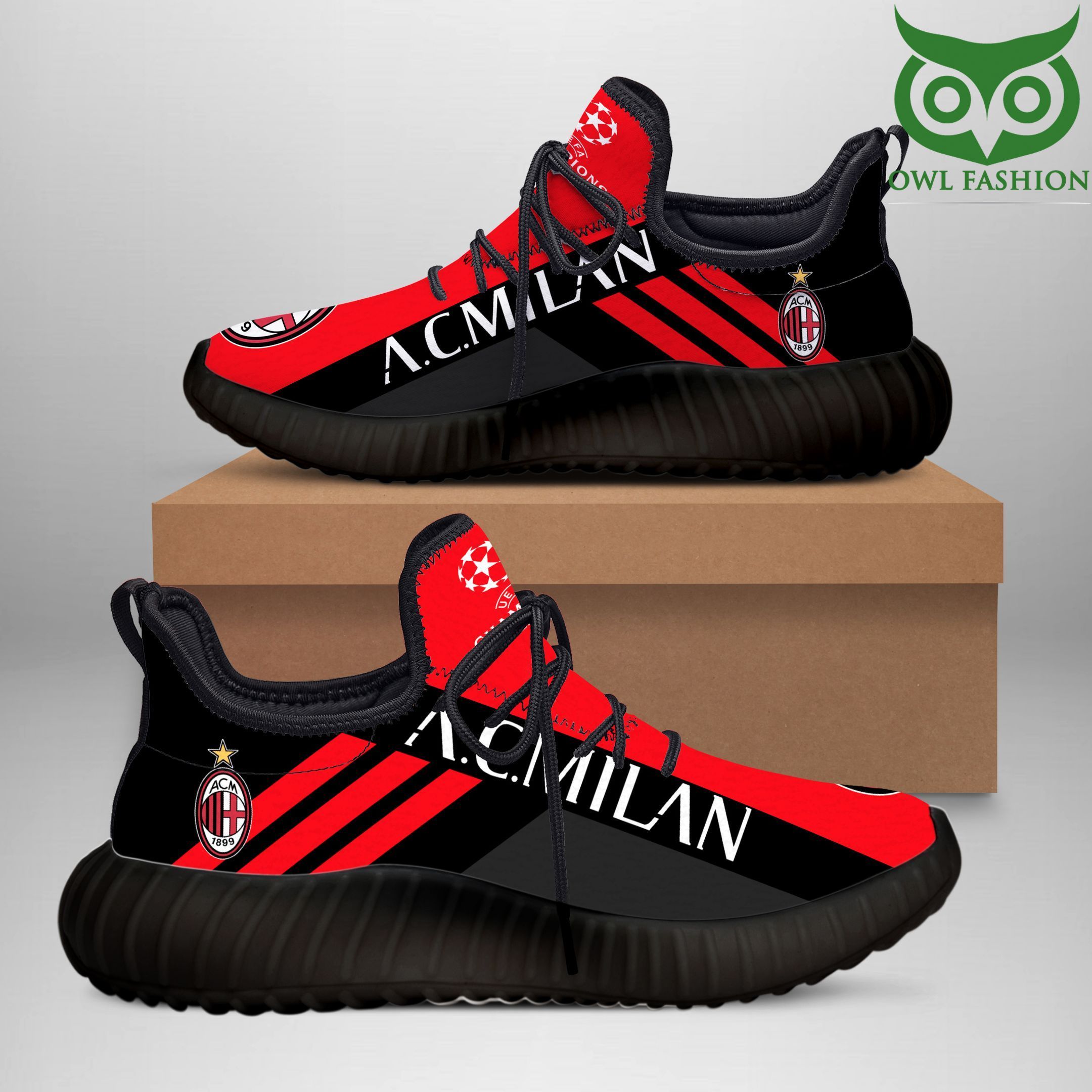 AC Milan Red designed Reze boost running shoes