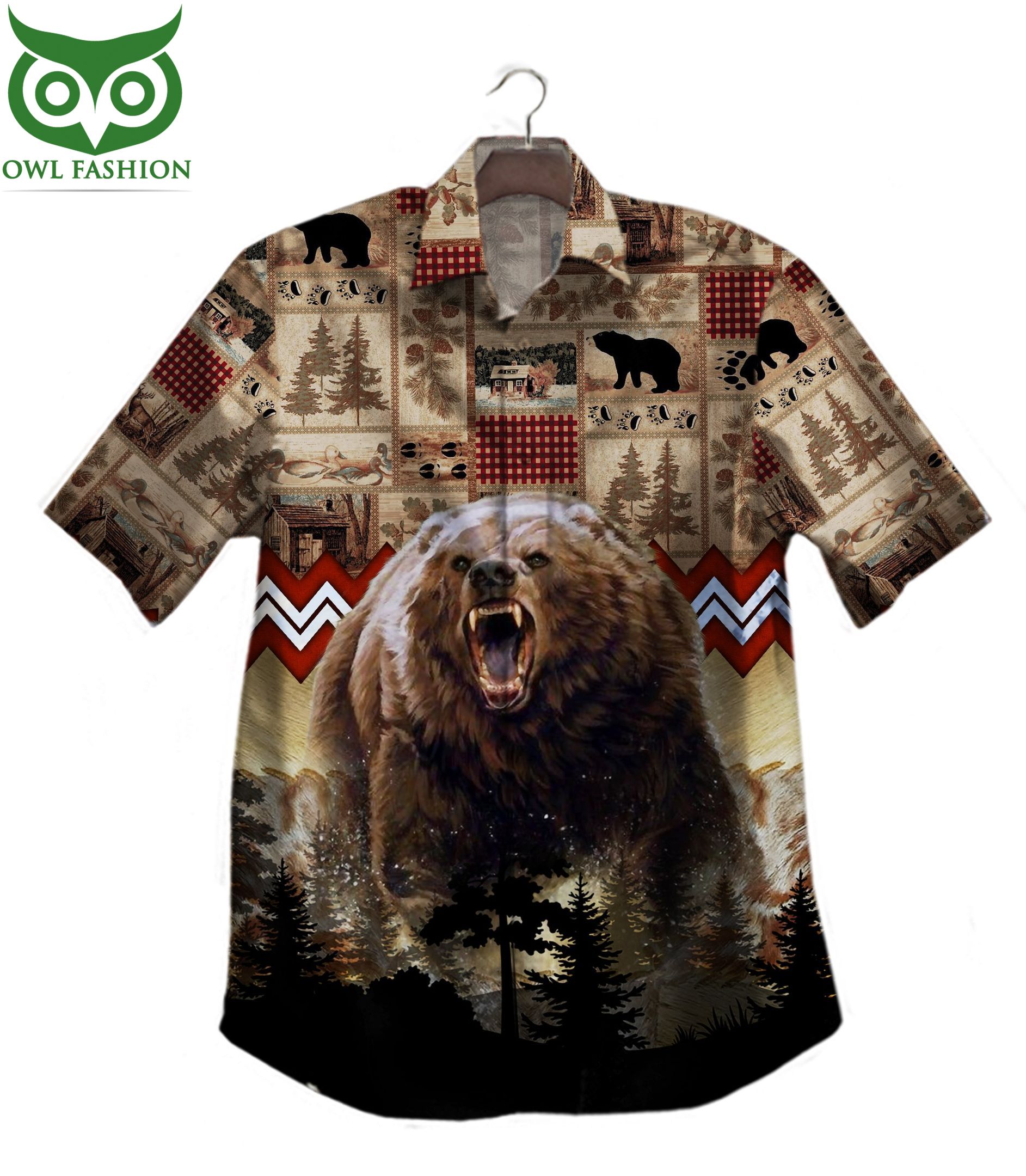 Bear Hunting Hawaiian Shirt Button Up Shirt