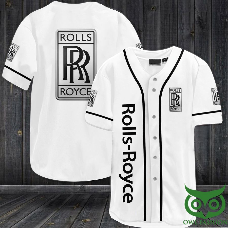 ROLLS ROYCE White and Black Baseball Jersey Shirt