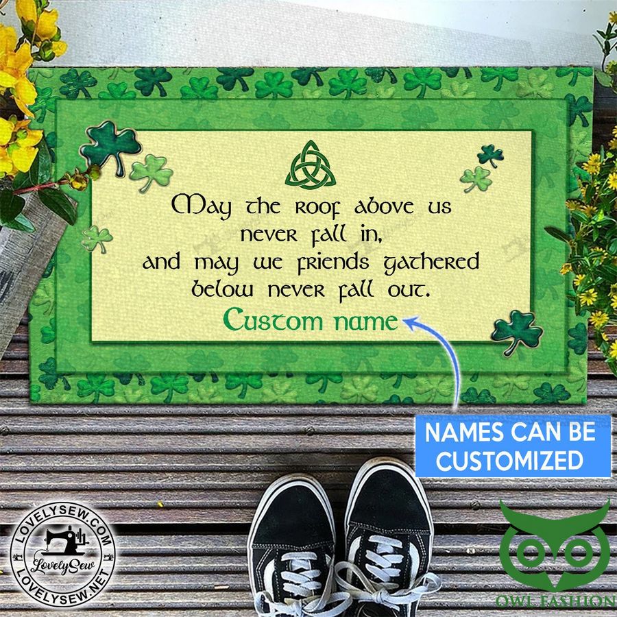Custom Name An Irish Blessing Green and Beige Doormat