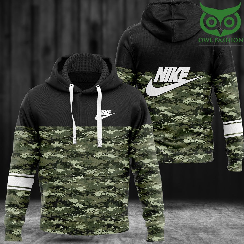 63 Nike camo pattern and black hoodies and sweatpants