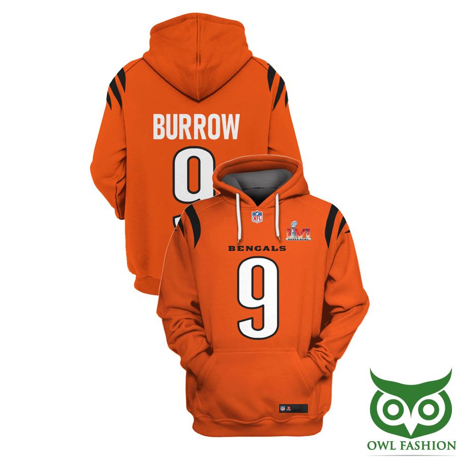 NFL Cincinnati Bengals Joe Burrow 9 Orange Black Scratches 3D Shirt