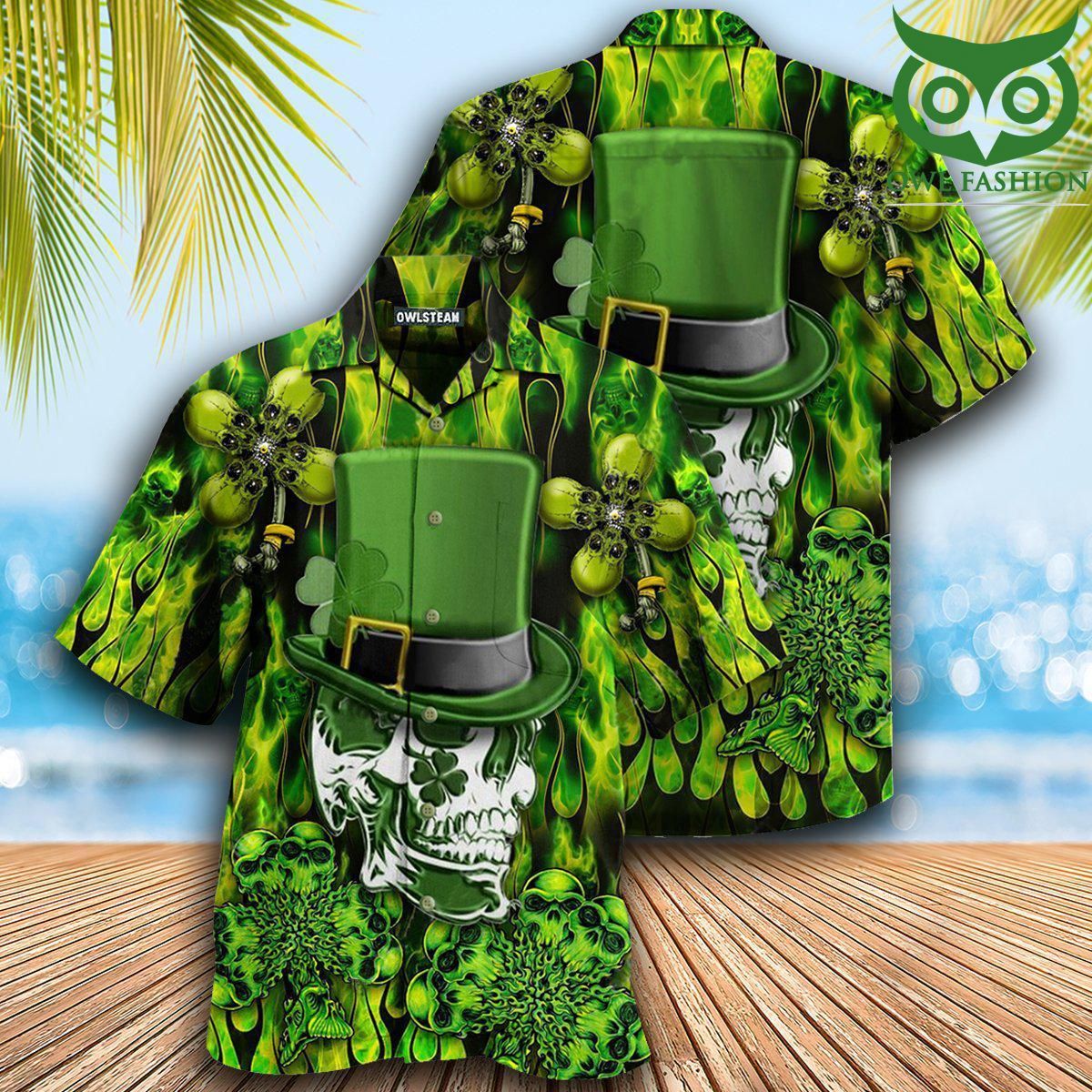 Irish Skull Enjoys Saint Patricks Day Edition Hawaiian Shirt