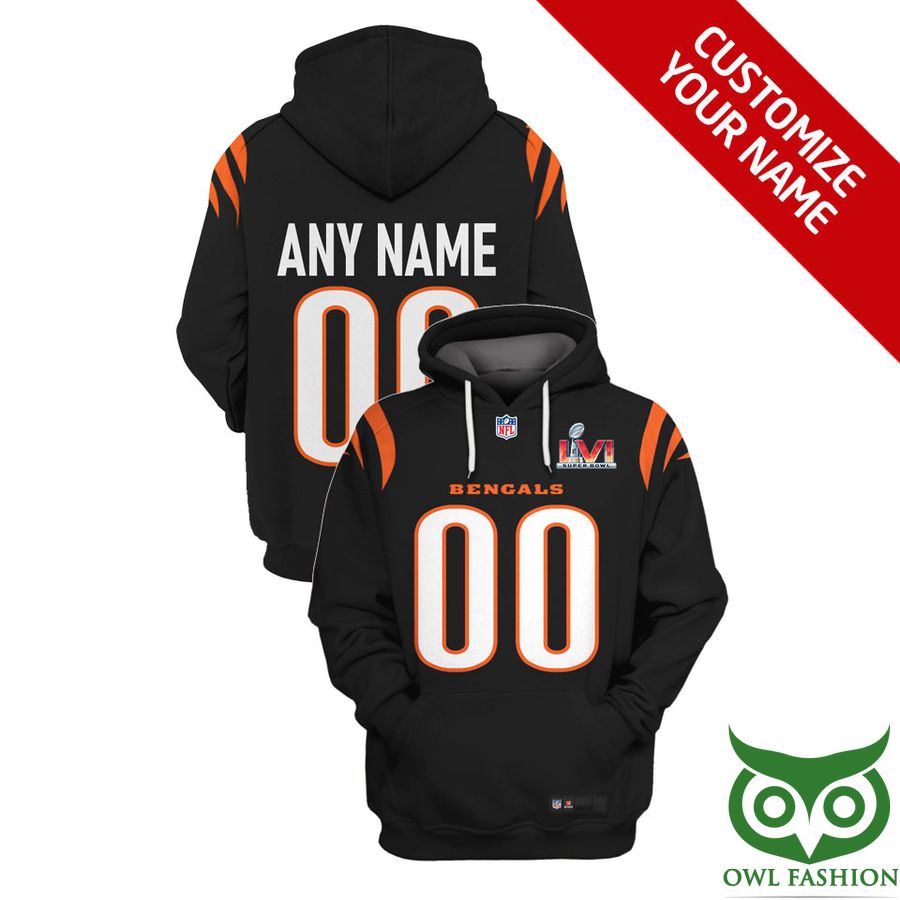 Custom Name Number NFL Cincinnati Bengals Black Orange Scratches 3D Shirt
