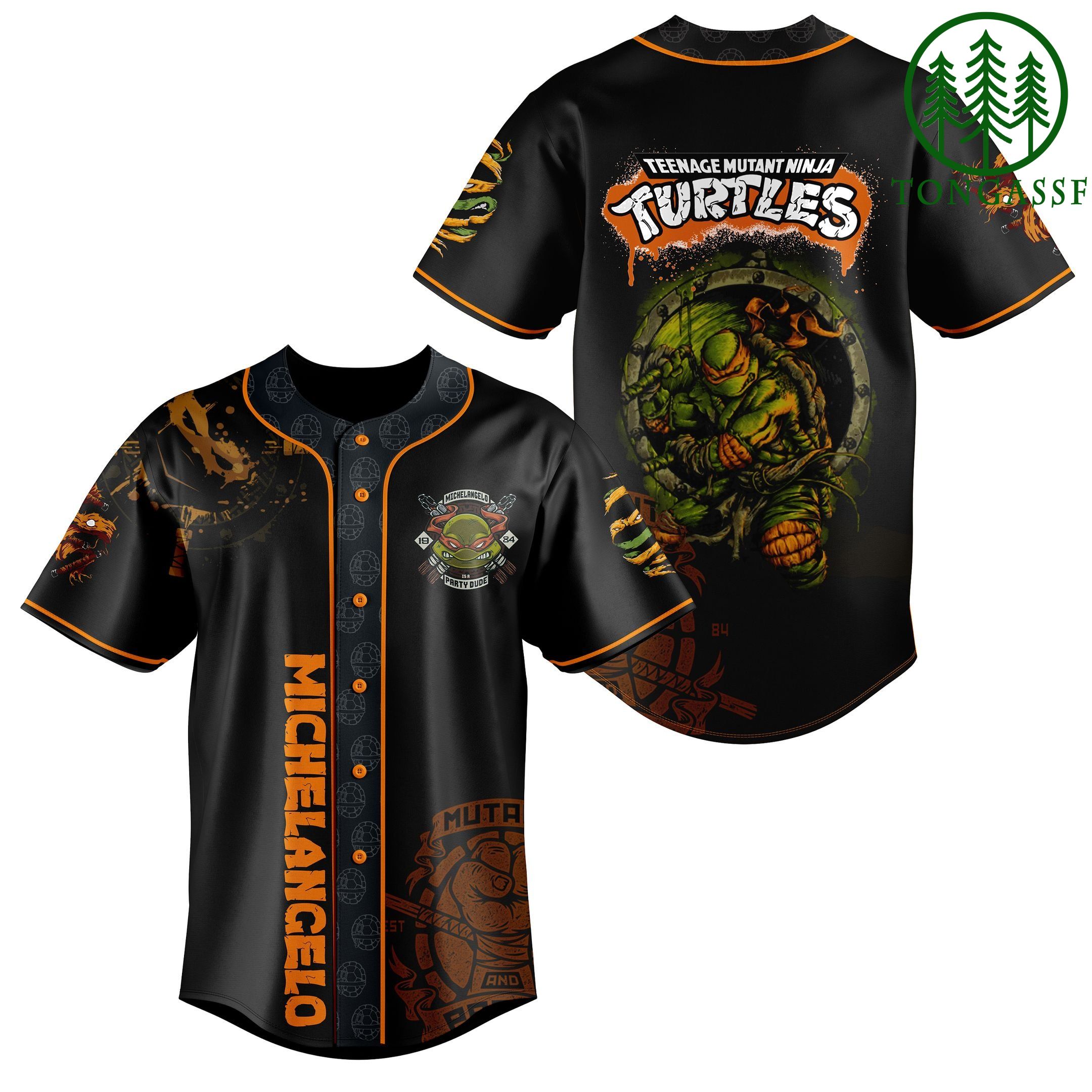 43 Michelangelo Teenage Mutant Ninja Turtles baseball jersey shirt