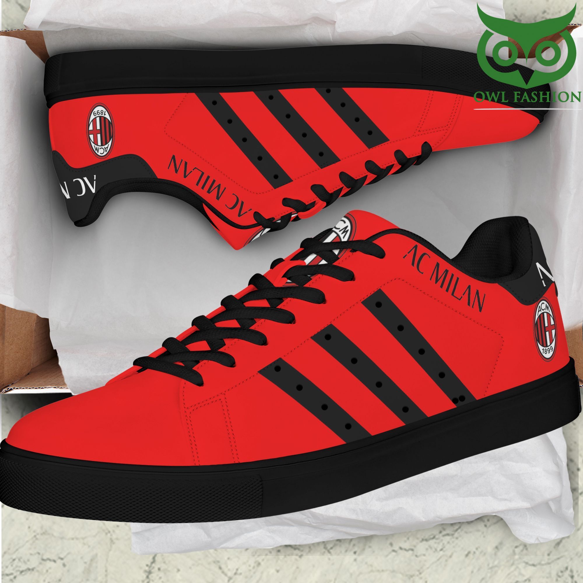 AC Milan luxury design red Stan Smith Shoes 