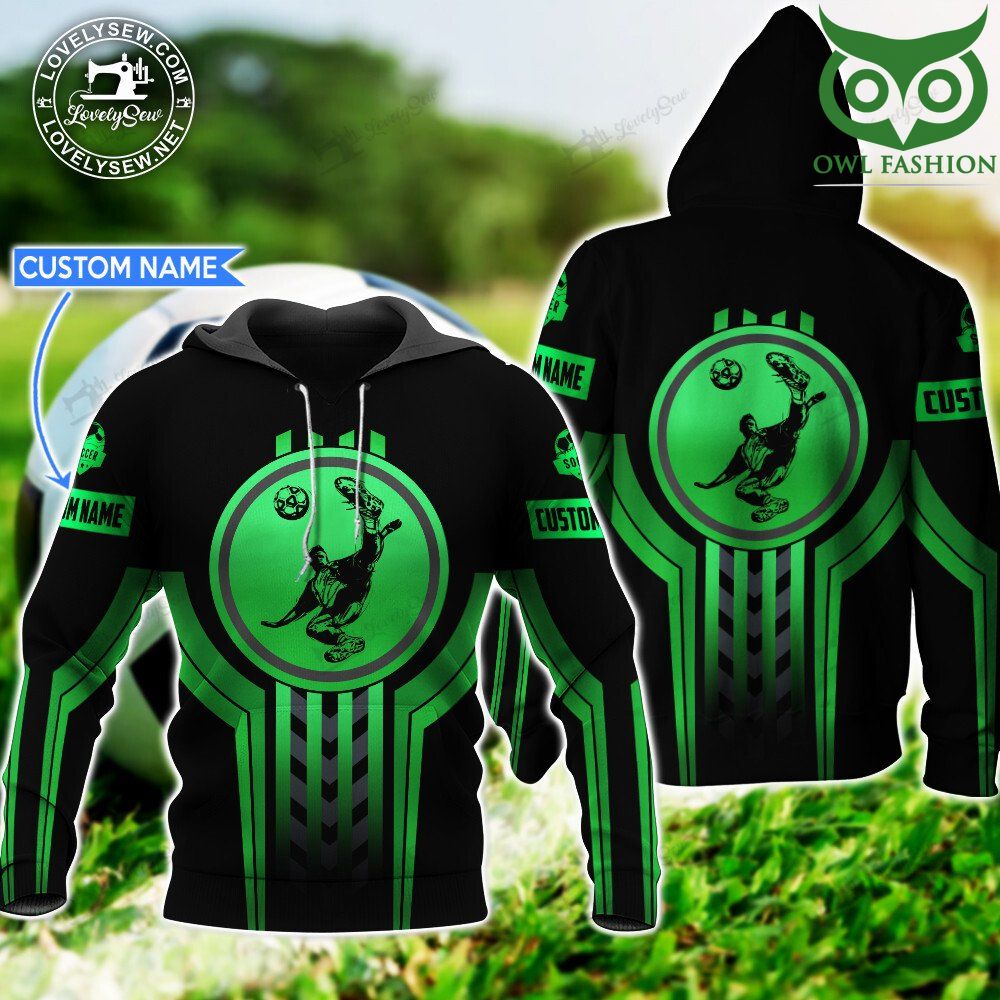 Soccer green black Personalized 3D Hoodie 