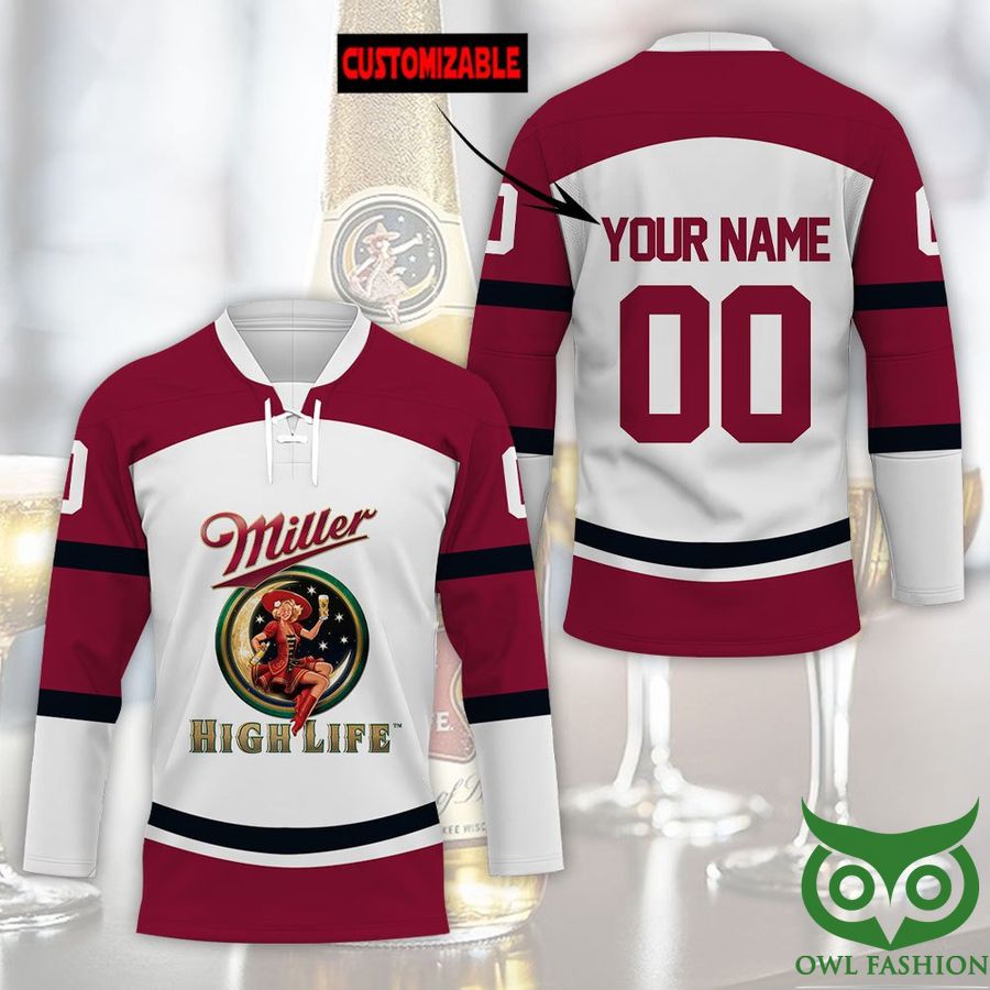 35 Custom Name Number Miller High Life Beer Hockey Jersey